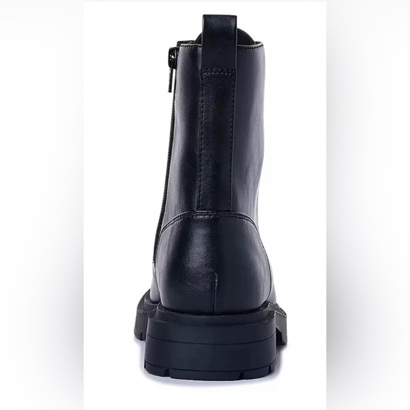 Black Combat Boots Women Flex Lug Sole - Picture 2 of 6